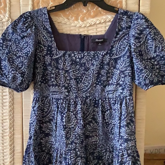 Poplin-Pop Sleeve Tiered Dress in Paisley Garden 💙💙💙by Madewell - Picture 5 of 13